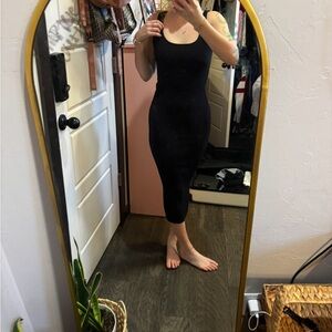 Zara Black Ribbed Midi Dress